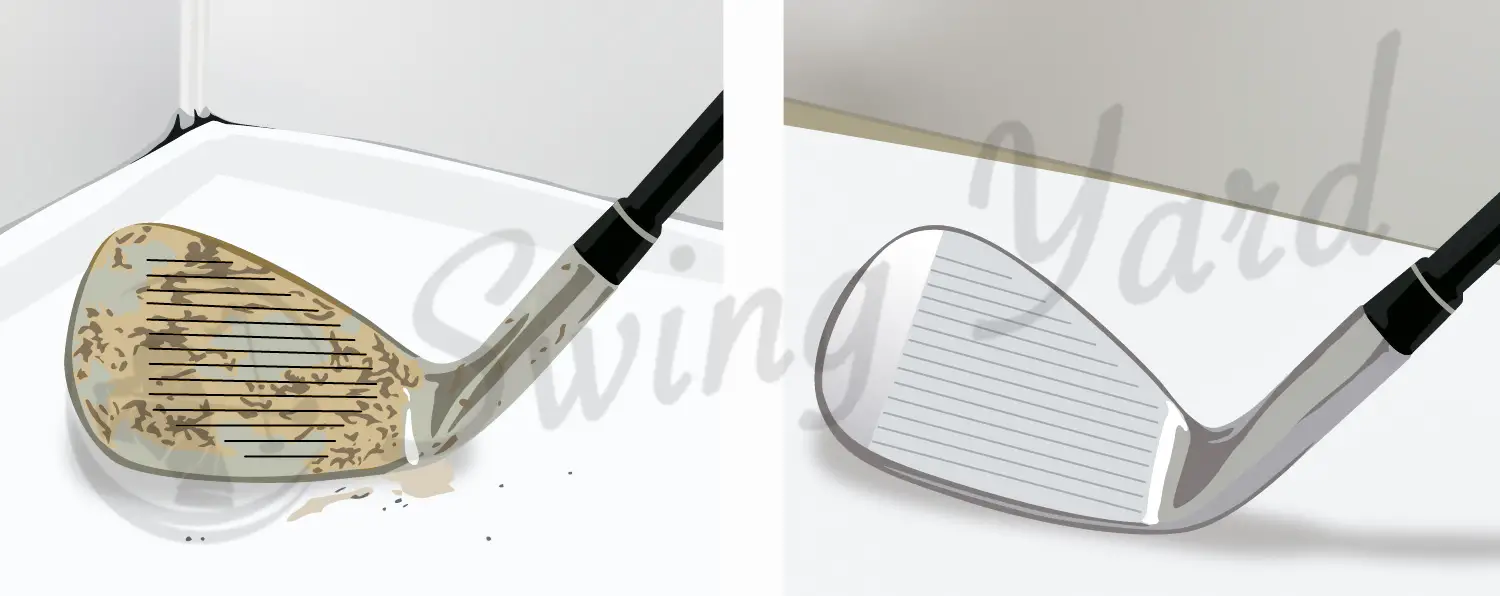 The difference between a dirty and clean golf iron