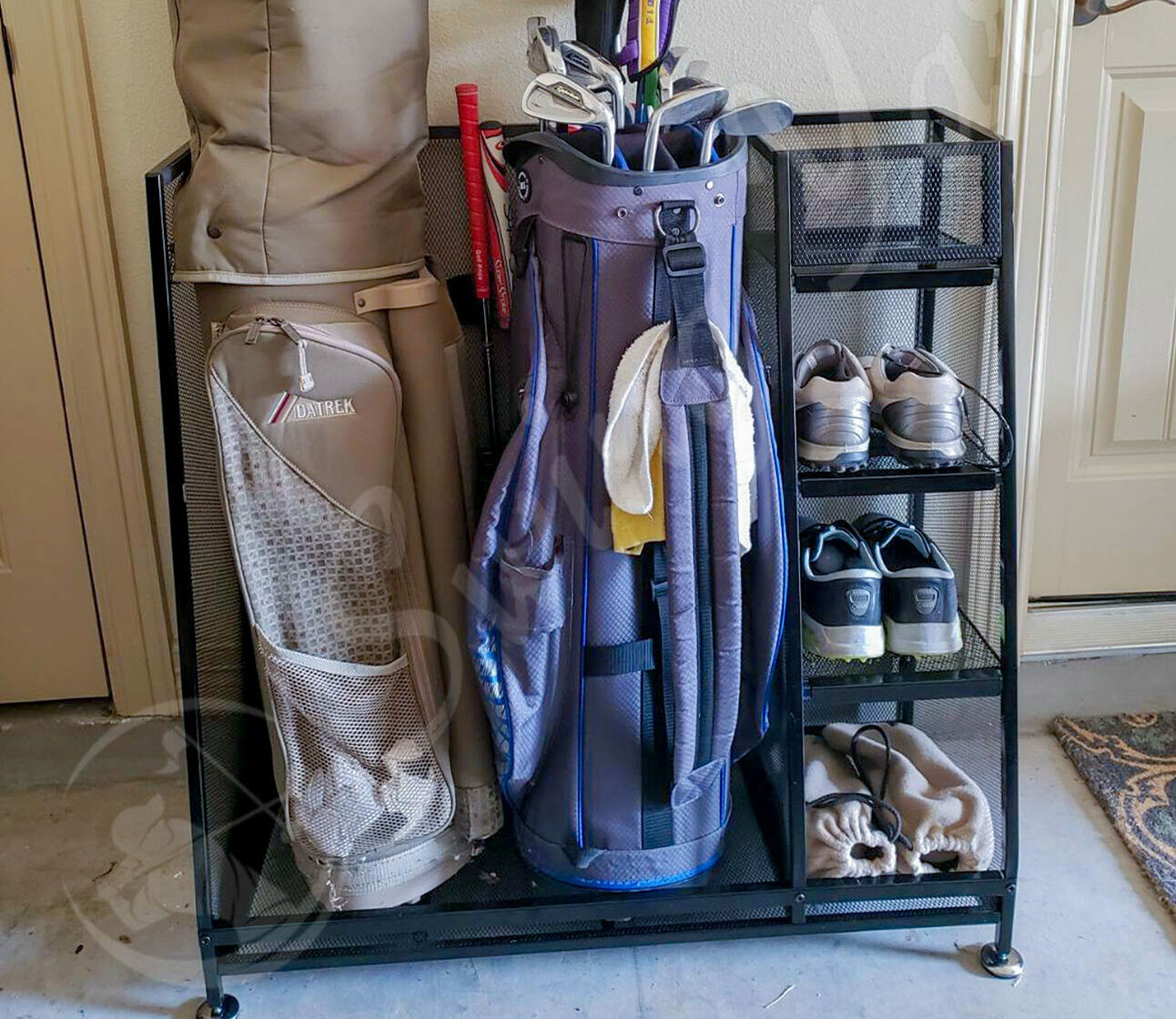 A Milliard Golf Organizer setup in the living room