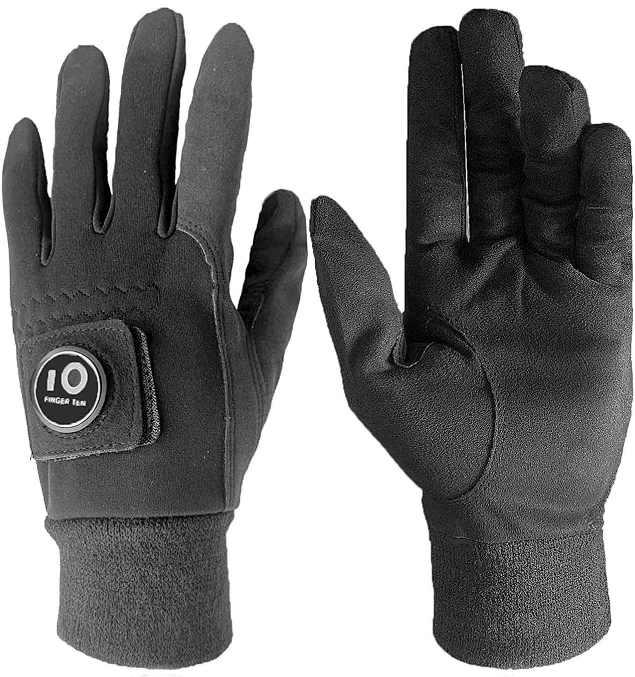 A front and backside view of Finger Ten winter golf gloves