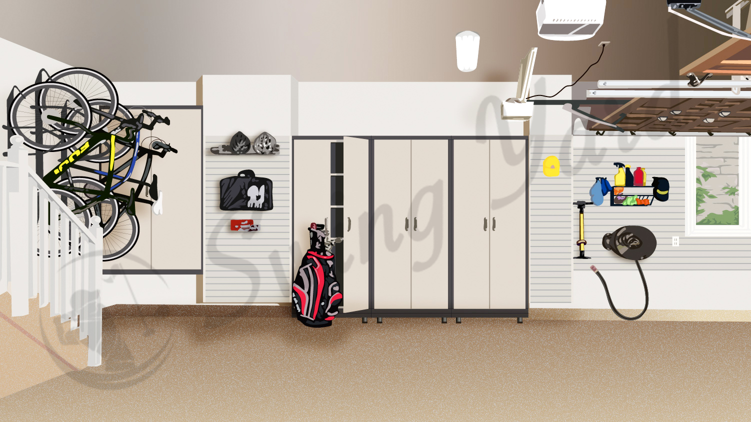 The garage is perfect for storing your golf gear