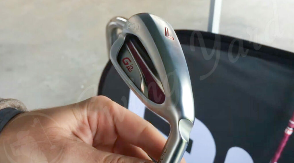 Me getting a number 7 Ping GLe2 iron for testing