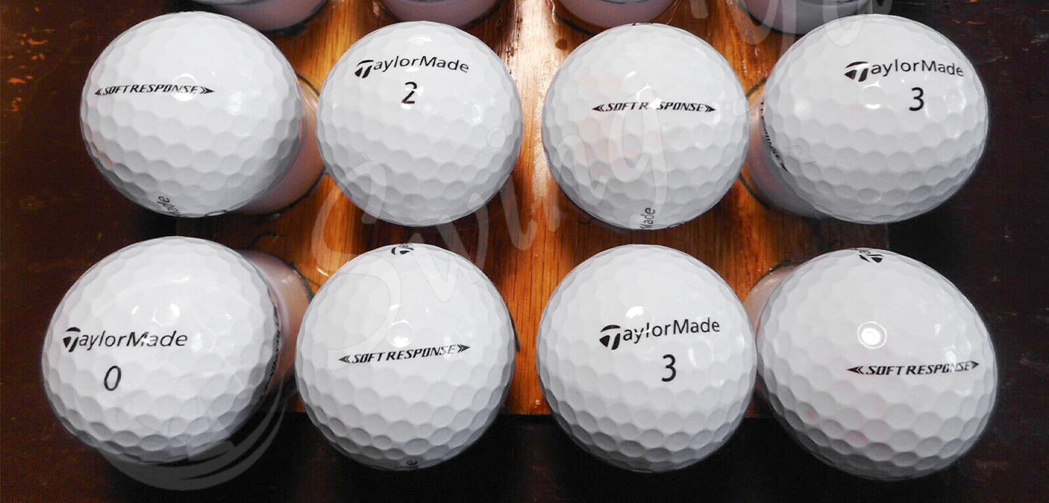 The TaylorMade Soft Response balls collection on my floor