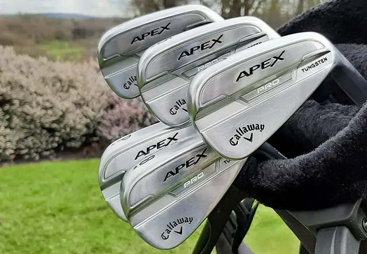 The Callaway Apex Pro Irons in a golf bag