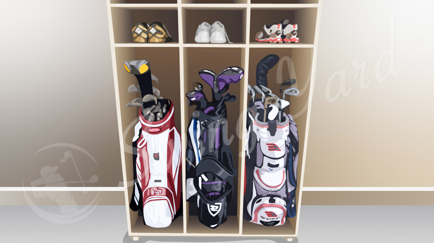 Custom built storage for golf bags and gear