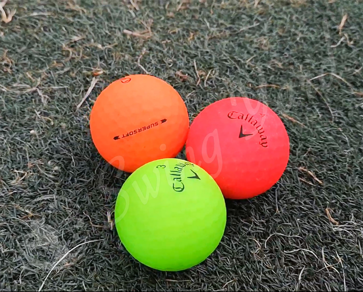 My new Callaway Supersoft balls with different color in the grass