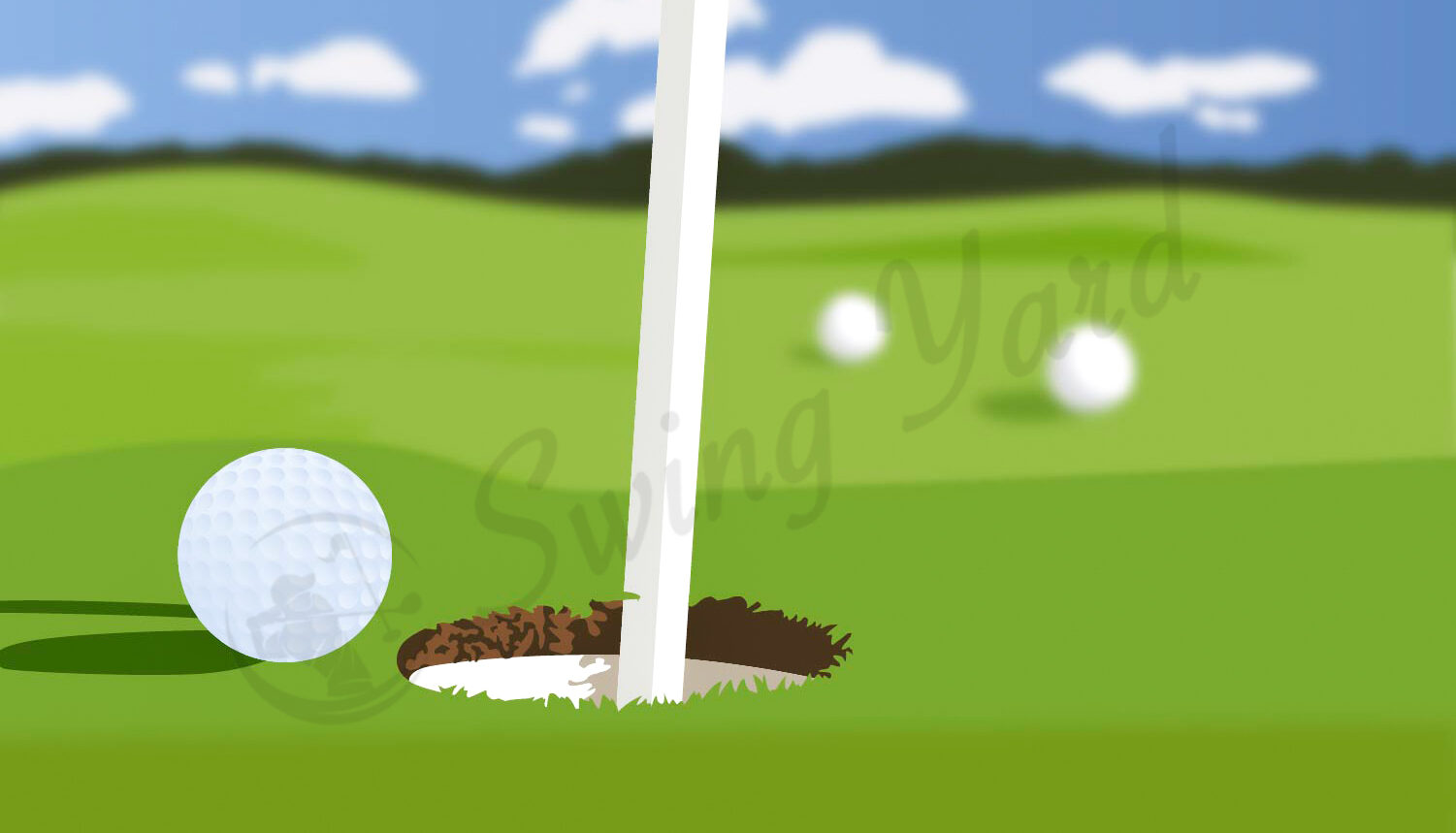 A golf ball about to go in the hole