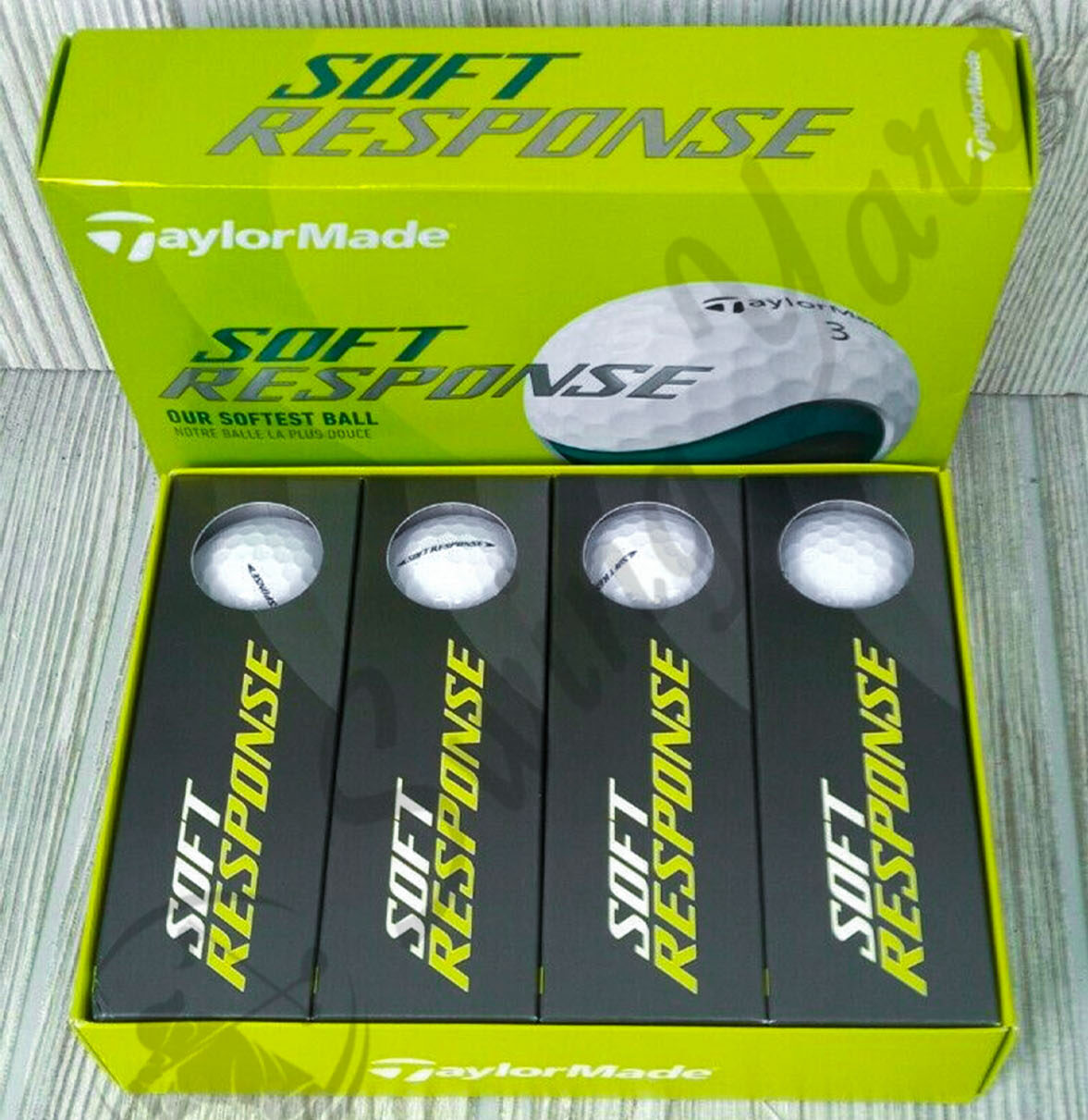 A box packaging of TaylorMade Soft Response golf balls