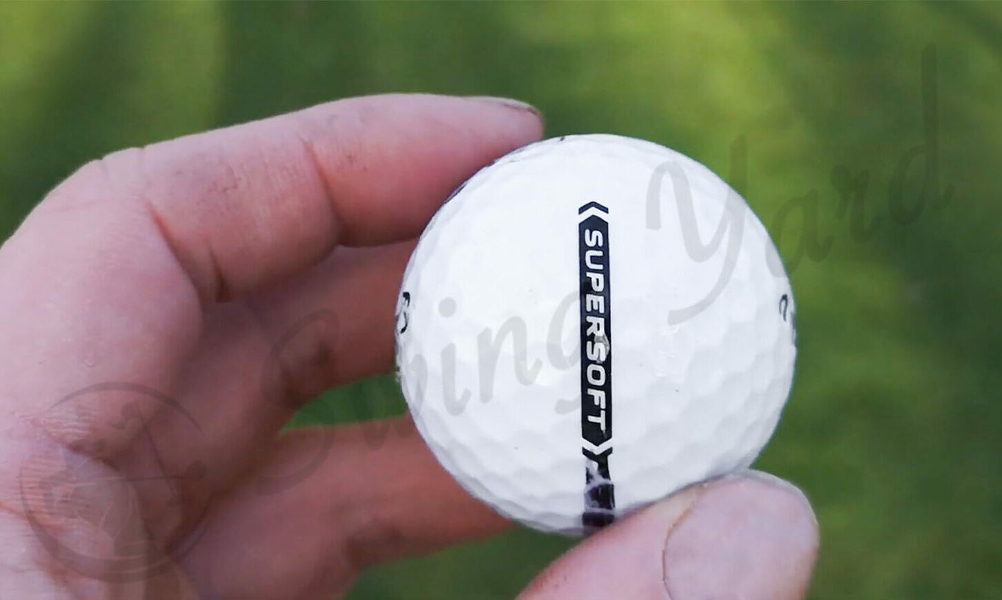 A supersoft print design in the side of a golf ball