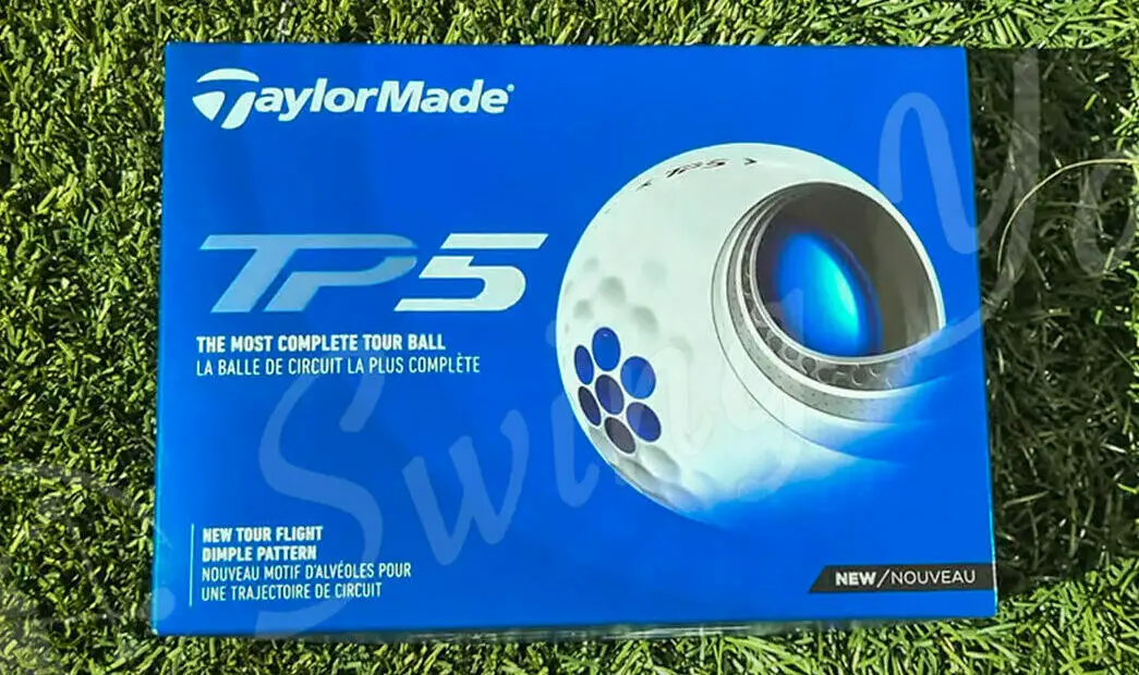 A TaylorMade TP5 box frontview in the grass
