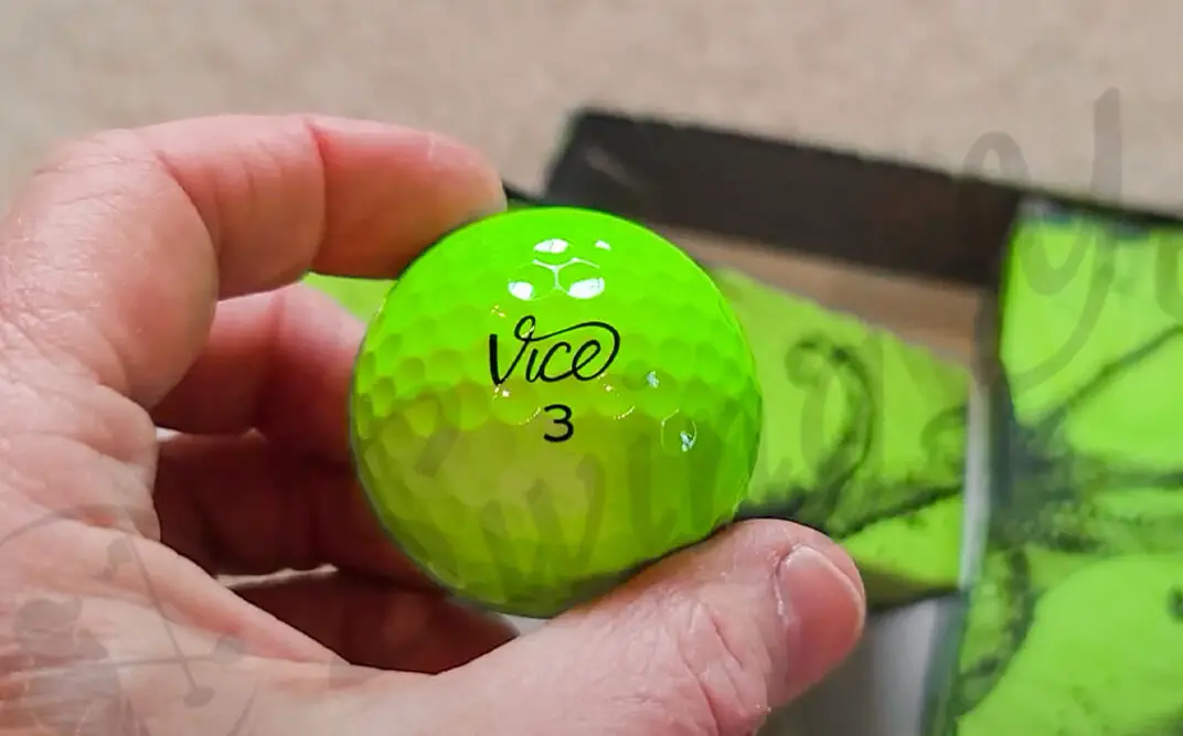A number 3 Vice Pro Soft ball in my hand