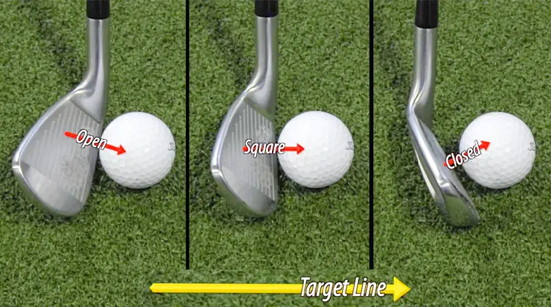 example of an open, square, and closed club face