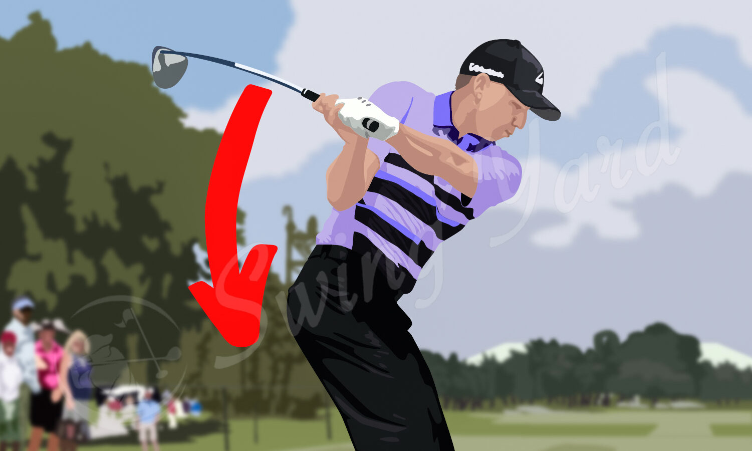 Golfer shallowing the club