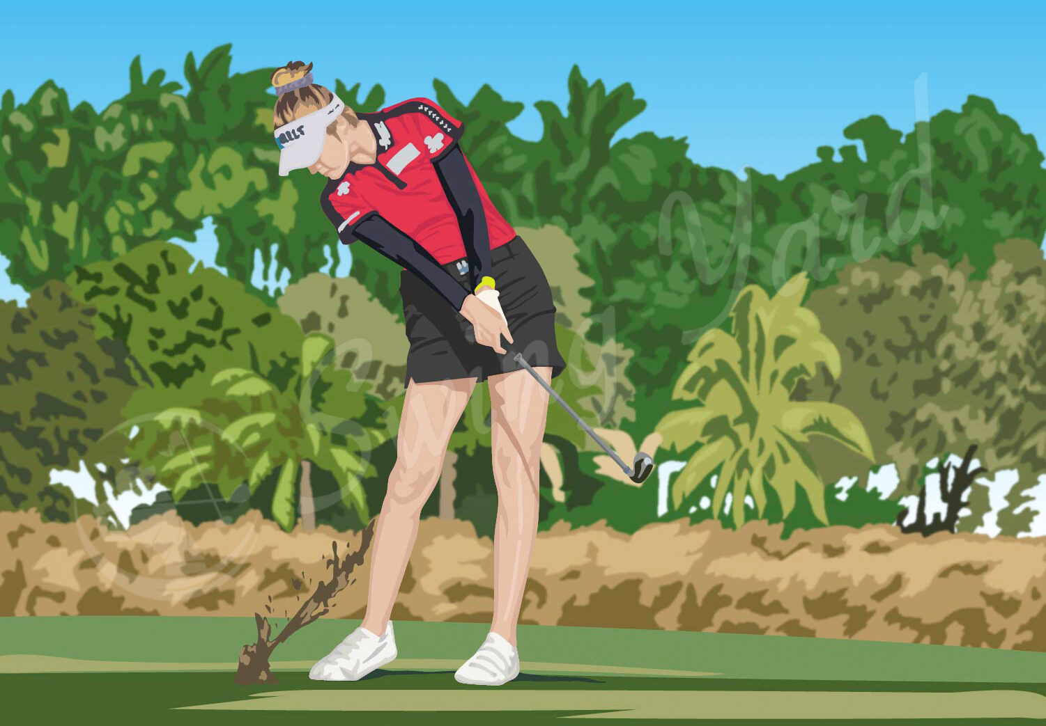 Professional woman golfer showing tips