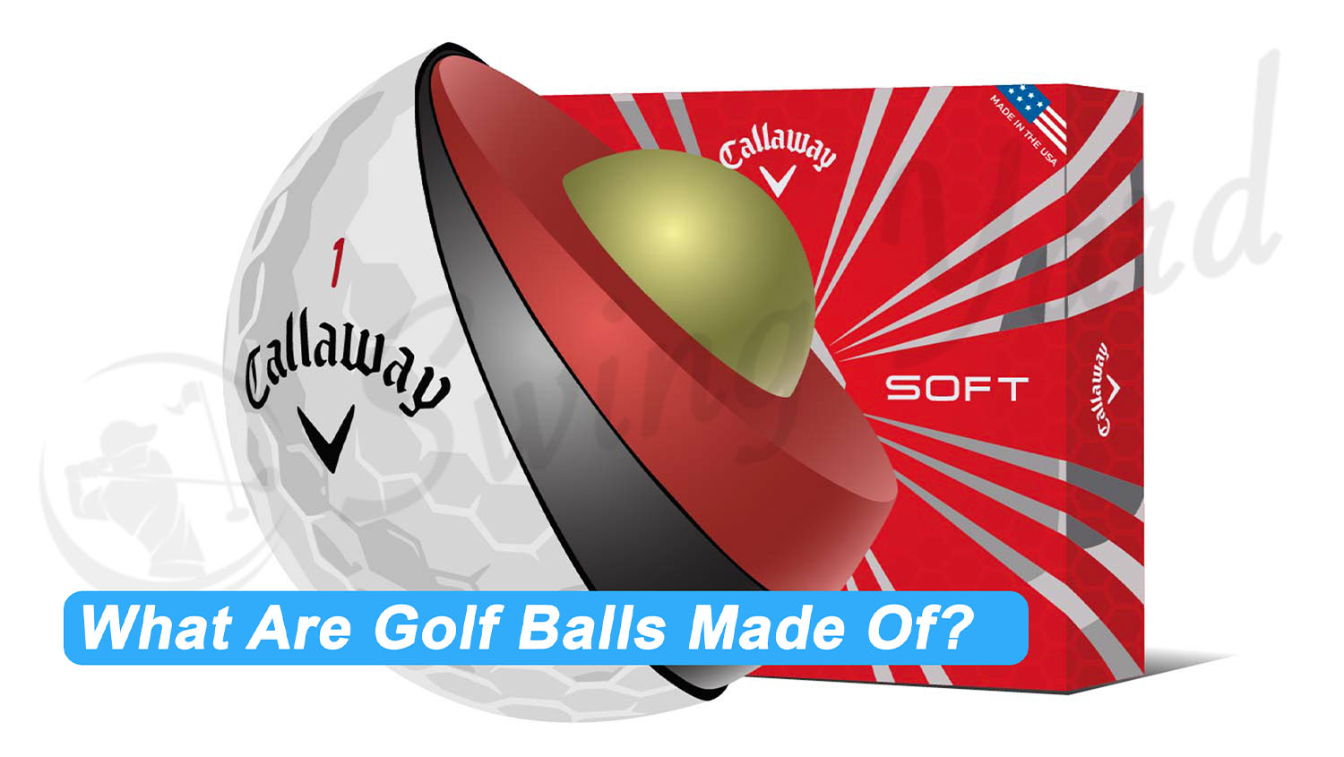 Cut section illustration showing what a golf ball is made of
