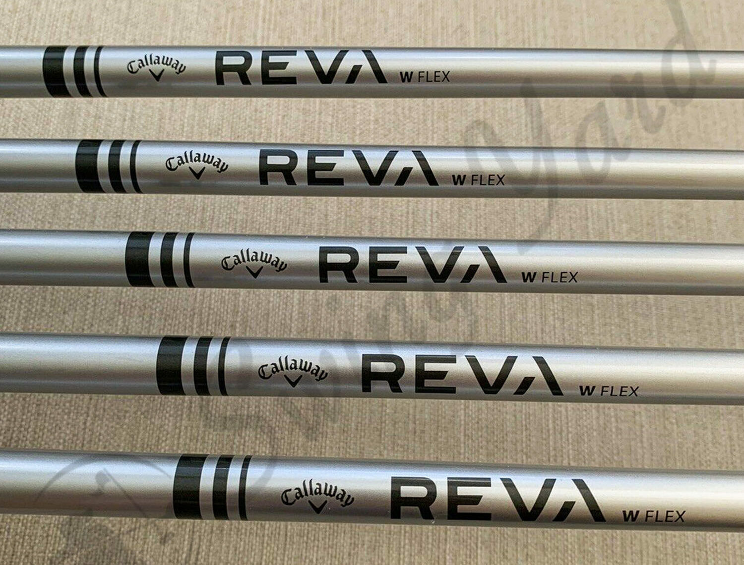 Set of Callaway Reva shafts for testing at the driving range