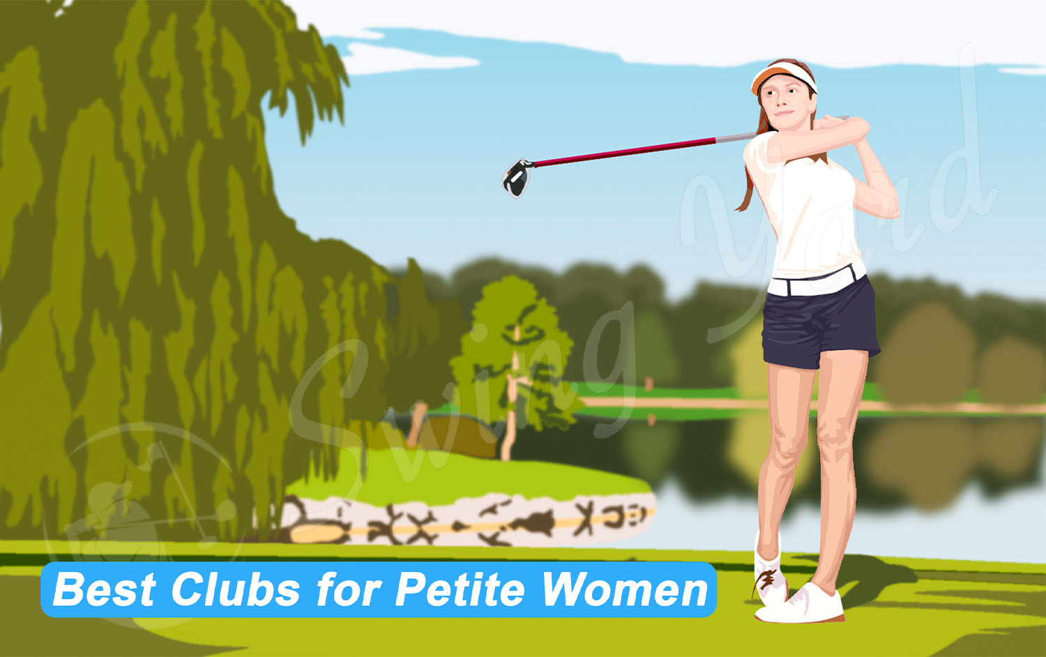A golfer hitting a womens petite golf club set