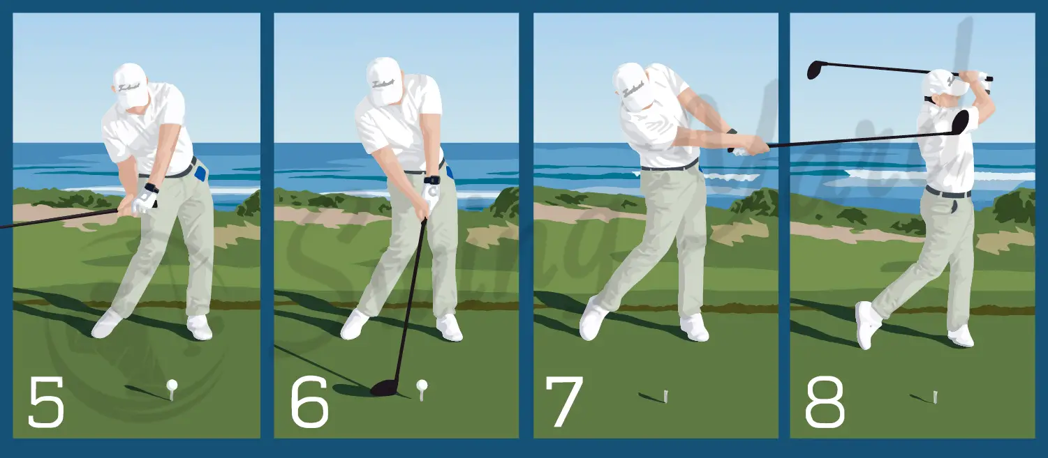 Golfer opening hips during swing