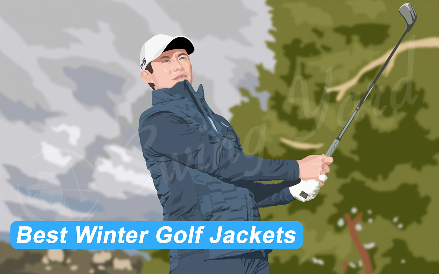 Golfer with a winter jacket on
