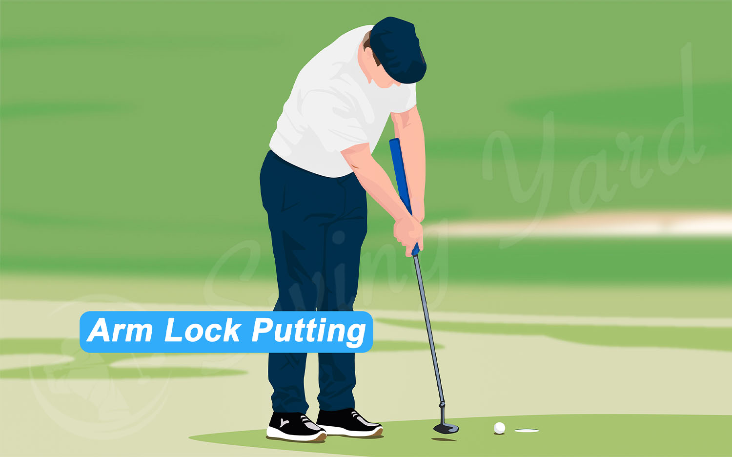 Golfer using the arm lock putting technique