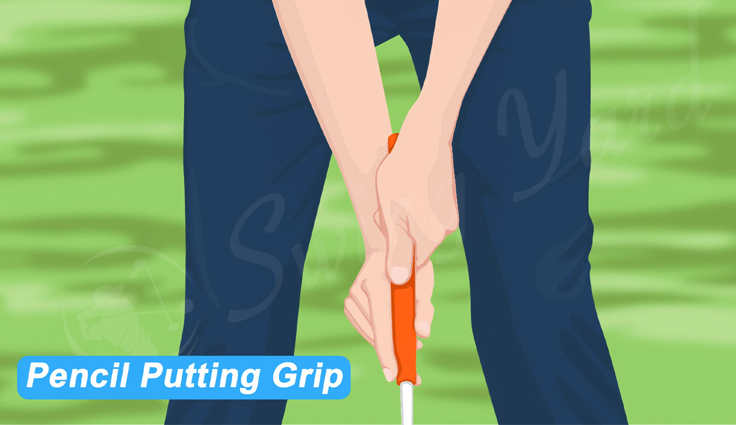 A golfer using the pencil putting grip