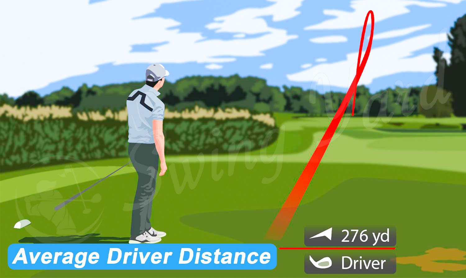 A guy hitting a driver the average distance