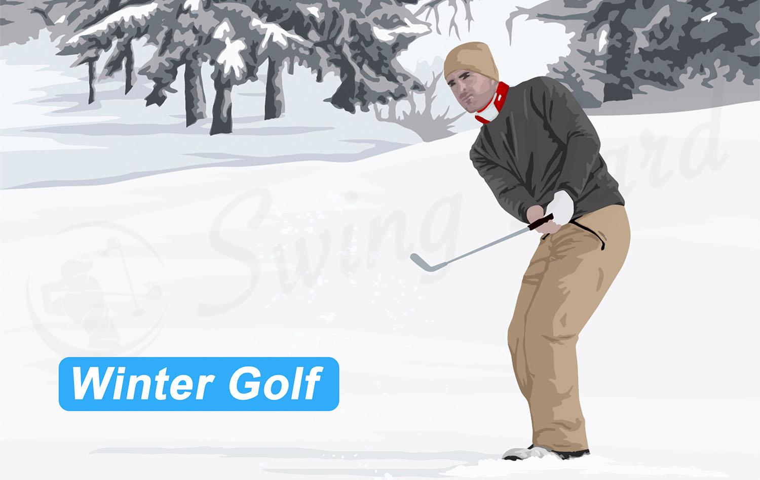 A guy playing winter golf