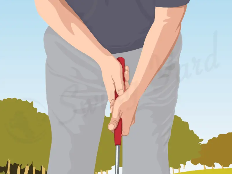 Person showing how to hold a putter