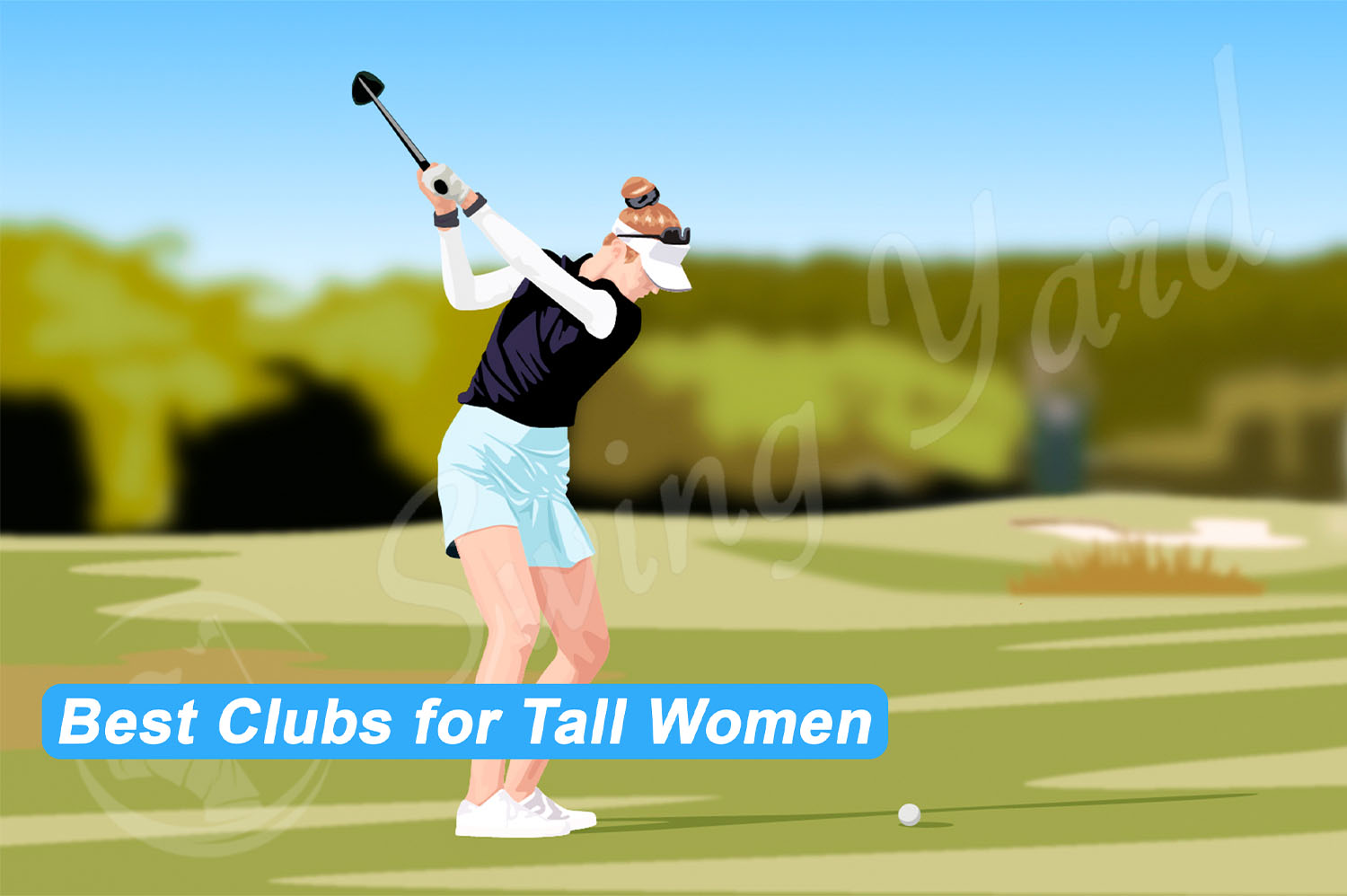 A tall woman golfer hitting the ball