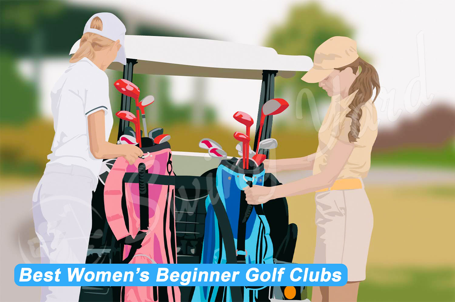 Two ladies with women's beginner golf clubs