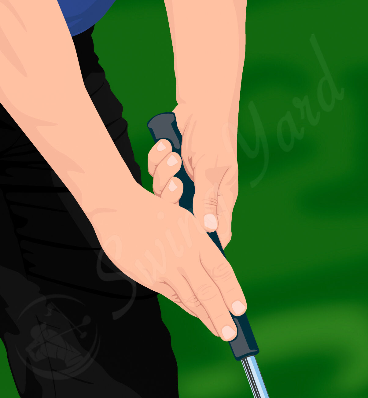 Front view of pencil grip putting