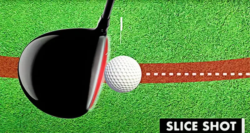 illustration of an open clubface at impact