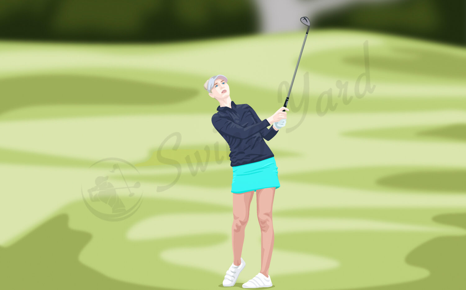 Golfer swinging one of the best golf clubs for tall ladies