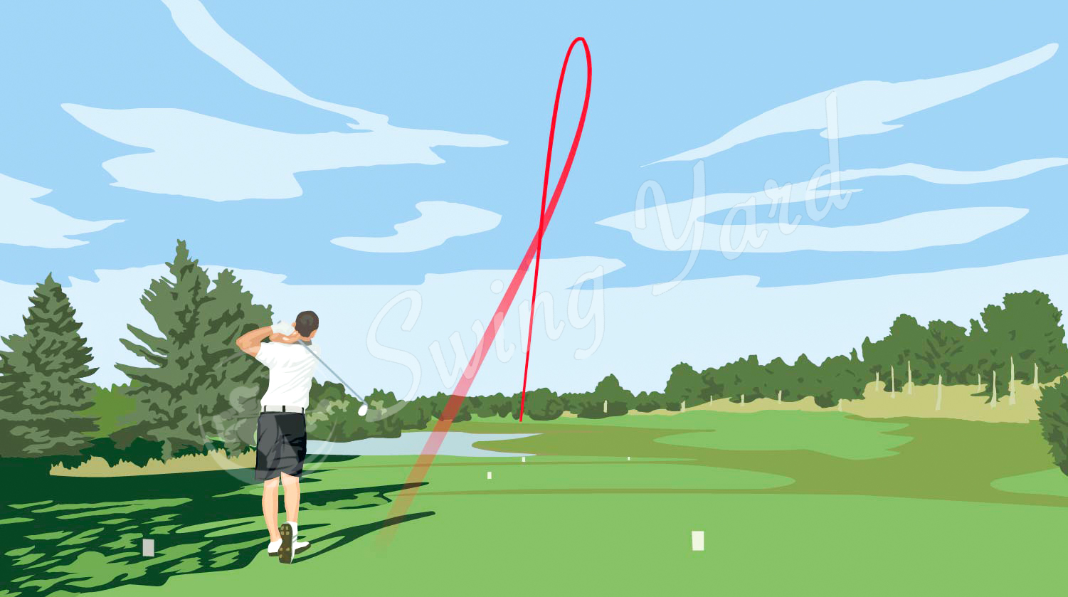 Showing golf ball trajectory