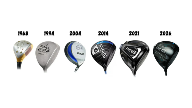 The evolution of ping drivers by year. From 1968 to 2026 - ping has always been a top name brand.
