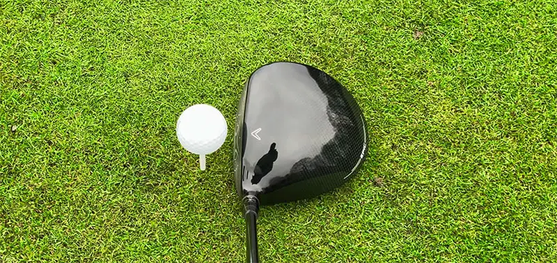The Callaway Epic Max Driver about to hit a golf ball