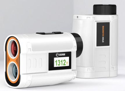 Photo of the CIGMAN CT-1200 golf rangefinder featuring its compact design and external color display.