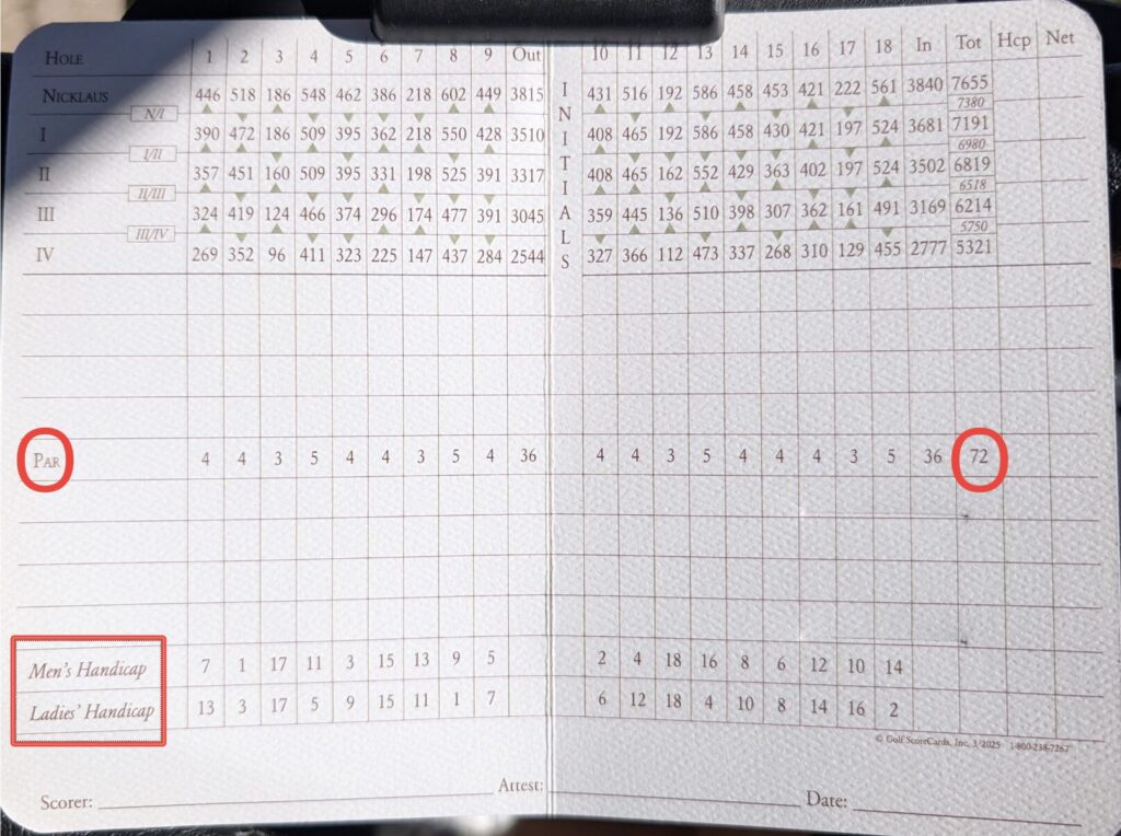 The Club at Carlton Woods golf scorecard
