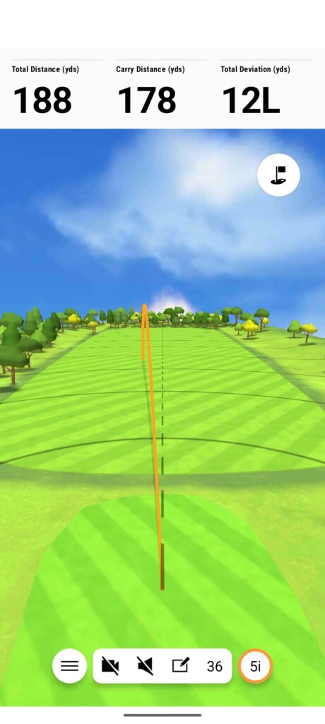 Garmin R10 launch monitor player view of a shot tracer