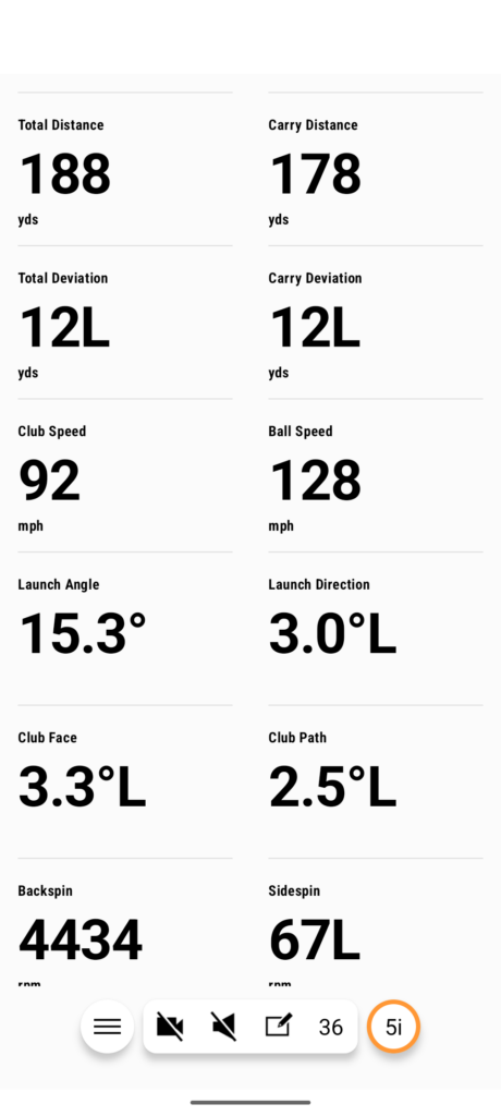 Garmin R10 ball and club data