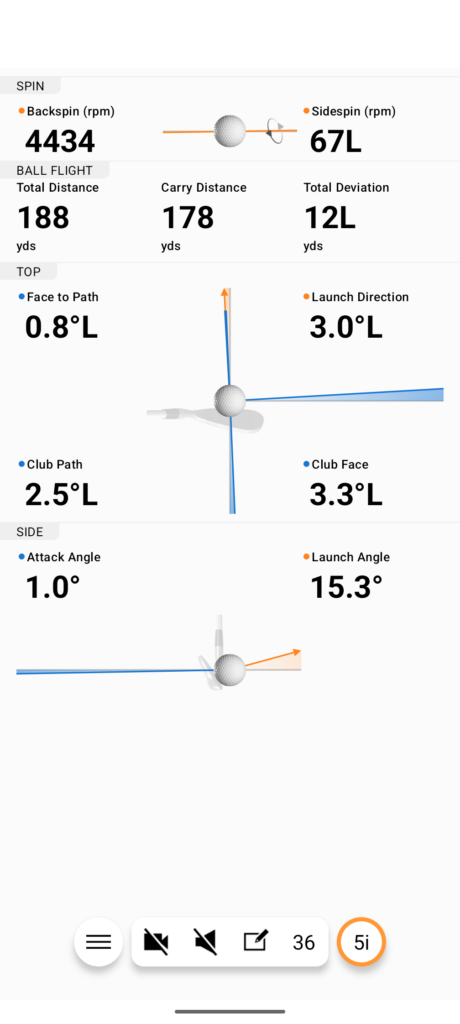Garmin R10 shot data and club view
