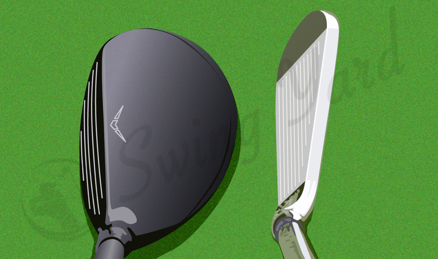 Women's iron compared to a fairway wood
