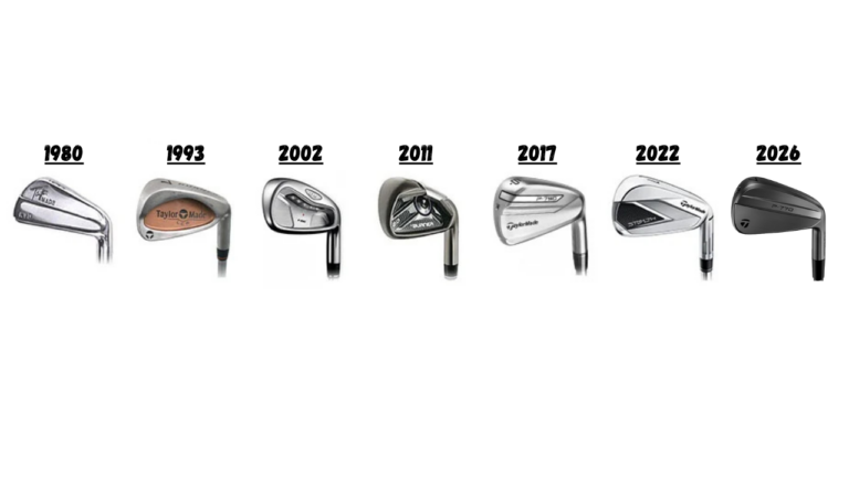 Different TaylorMade golf iron models over the history of TaylorMade as a company