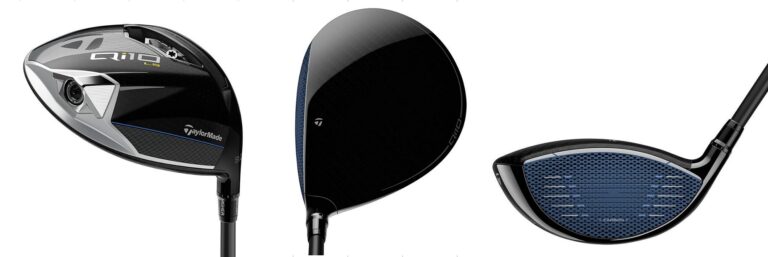 TaylorMade Qi10 LS Golf Driver shown from 3 different angles.