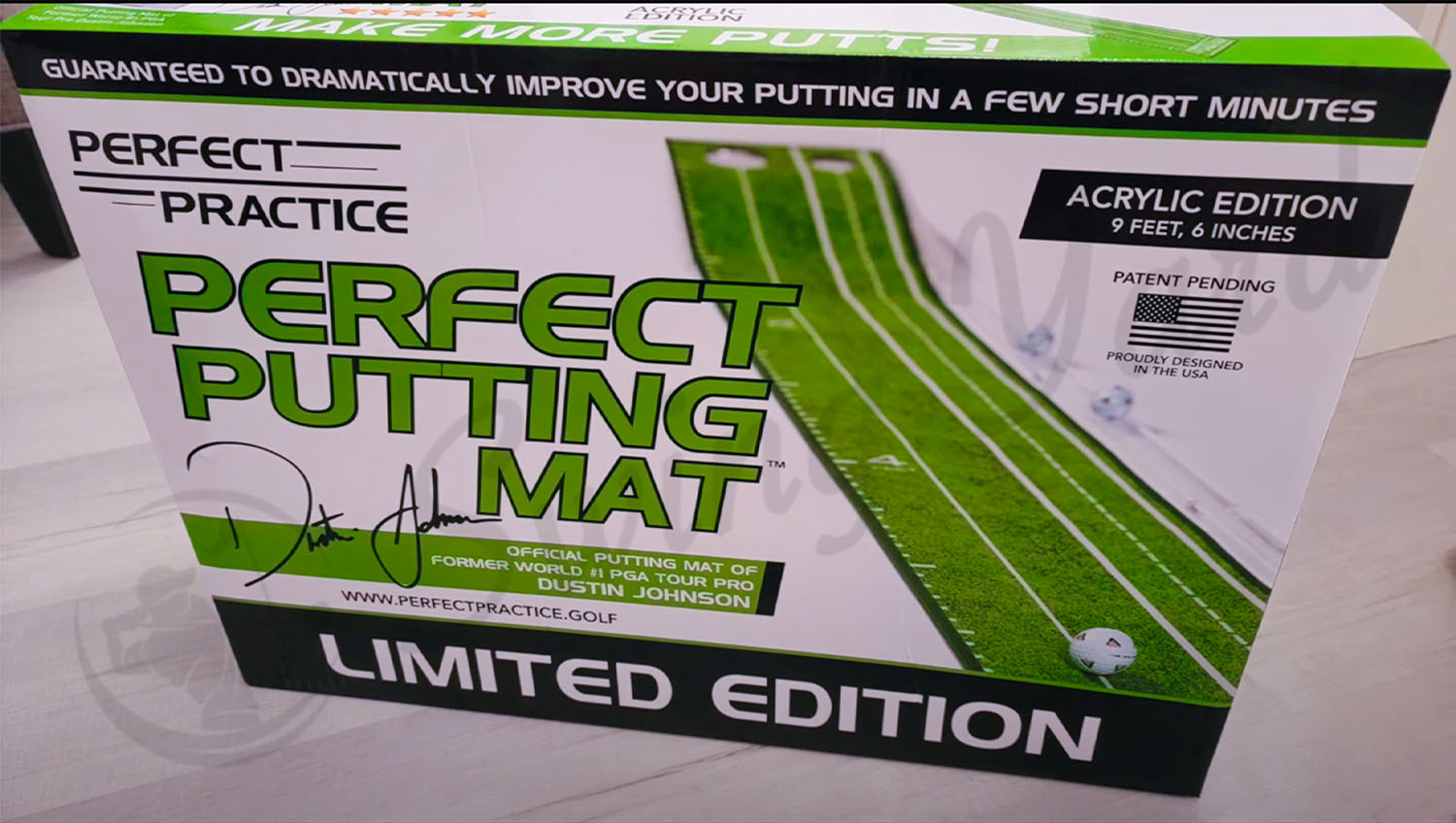Packaging box of the Perfect Practice Putting Mat