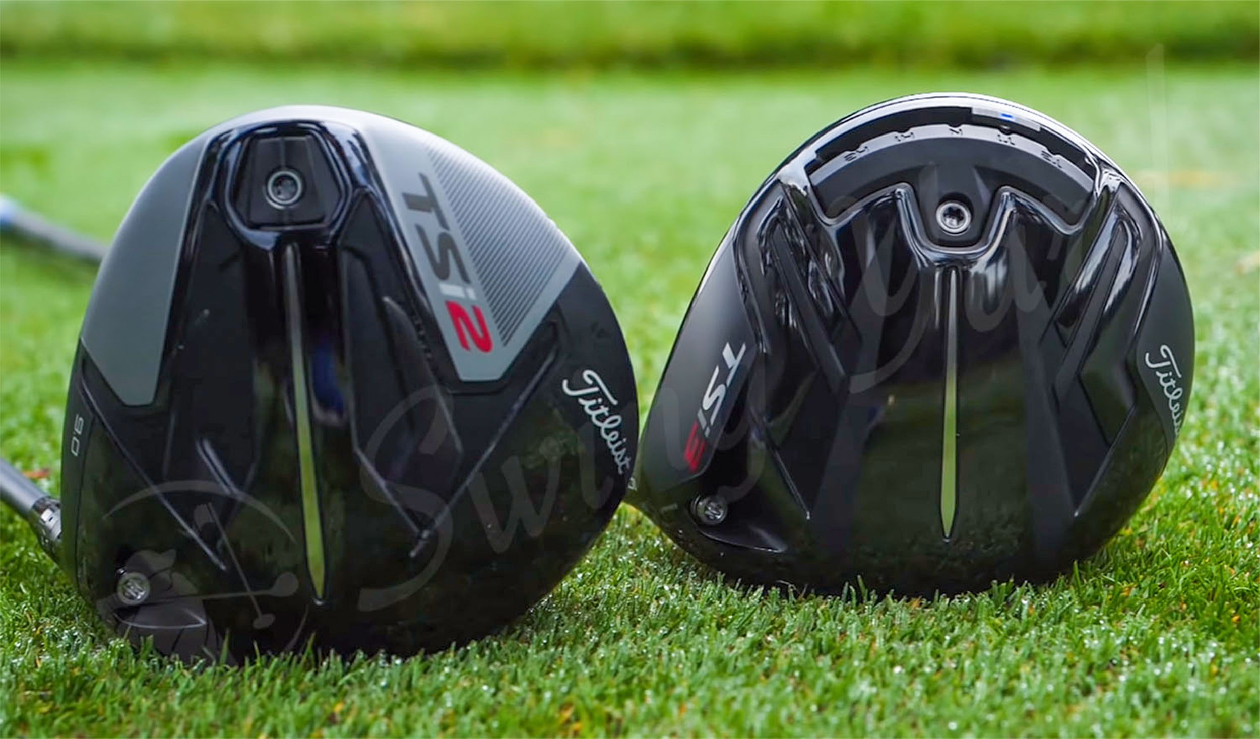 The Titleist TSi2 & TSi3 drivers in the grass at the golf course