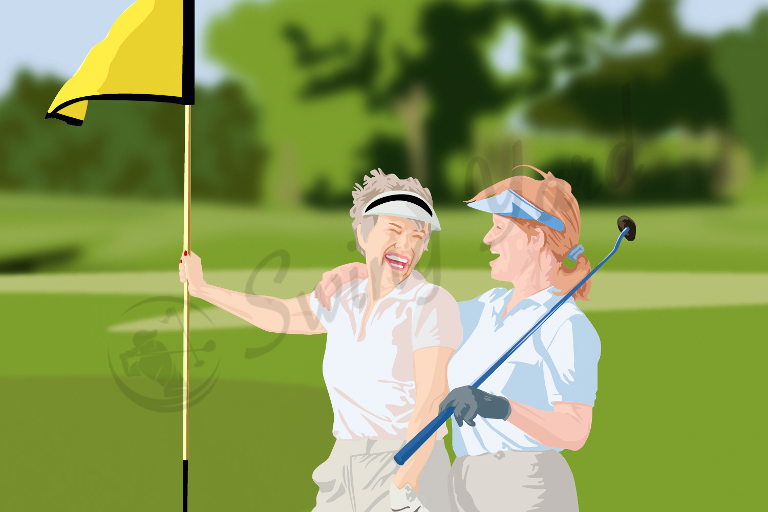 Two senior women golfers