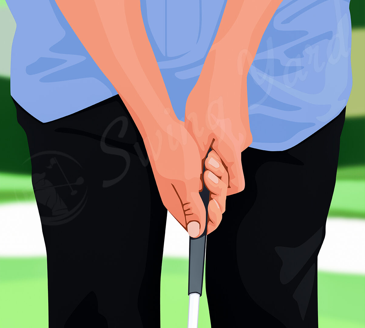 Front on view of the overlap putting grip