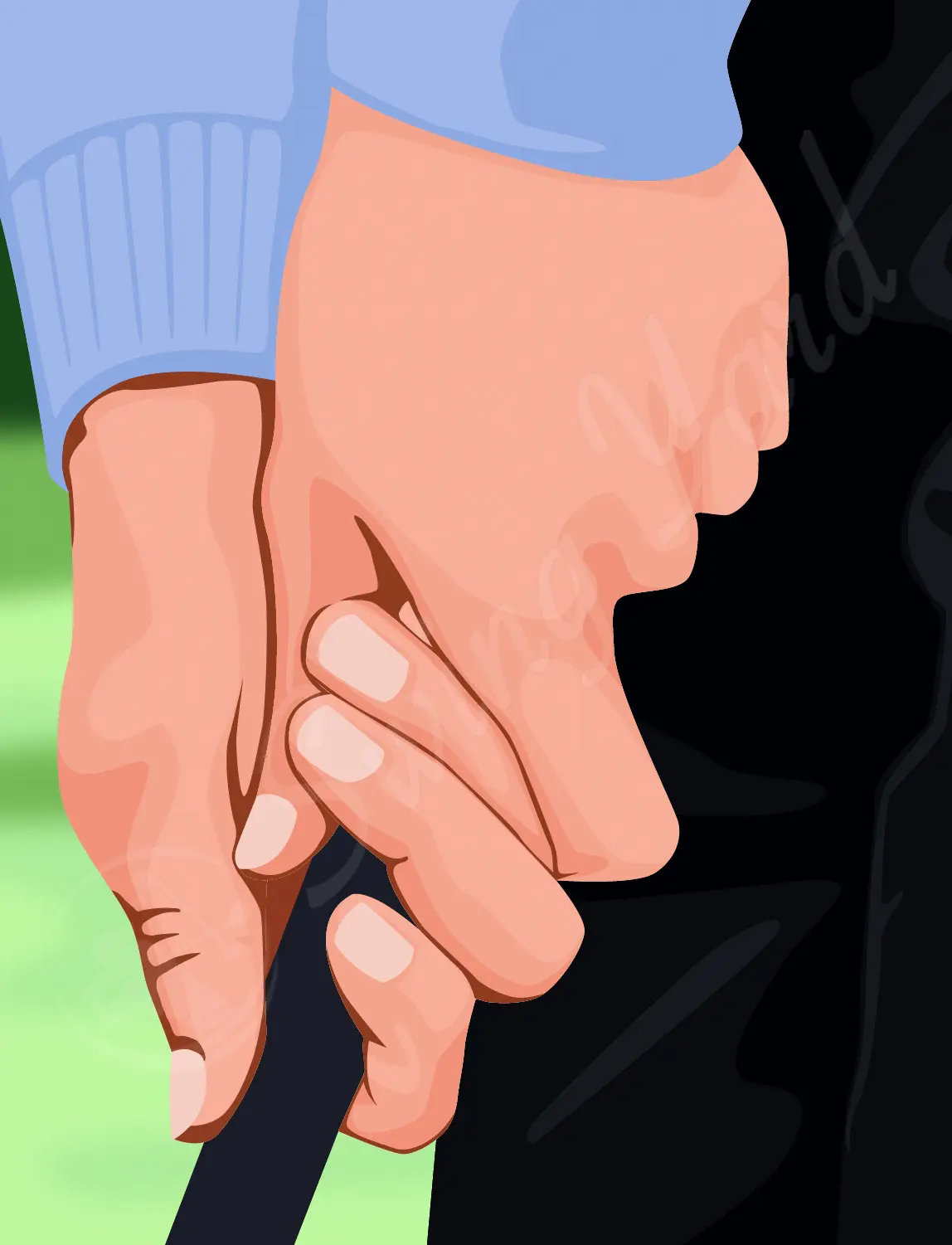 Reverse overlap grip close-up