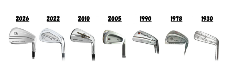 An image showing different Wilson Iron Models over the course of Wilson Golf history