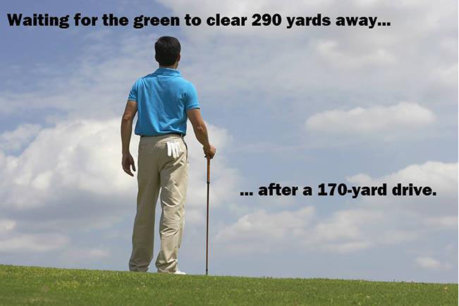 a meme of a guy golfing